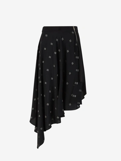 Shop Givenchy Silk Midi Skirt In Negre