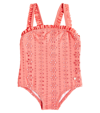 Shop Tartine Et Chocolat Baby Broderie Anglaise Swimsuit In Pink