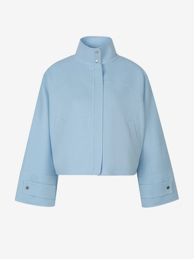 Shop Herno Wool Short Jacket In Blau Cel