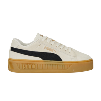 Pre-owned Puma Wmns Smash Platform V3 'pristine Black Gum' In Cream