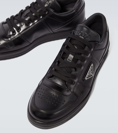 Prada Low Black Re-nylon And Leather Trainer In Schwarz