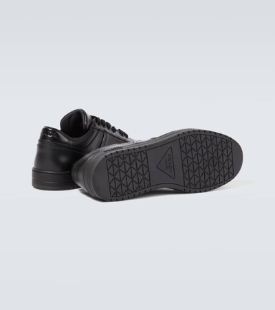 Prada Low Black Re-nylon And Leather Trainer In Schwarz