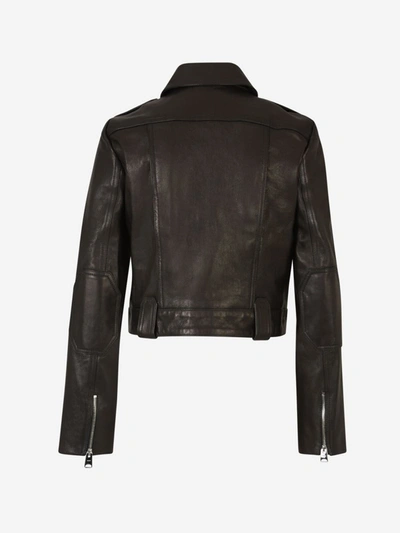 Shop Khaite Pockets Leather Jacket In Negre