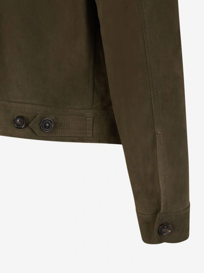 Shop Lardini Pockets Leather Jacket In Verd Militar