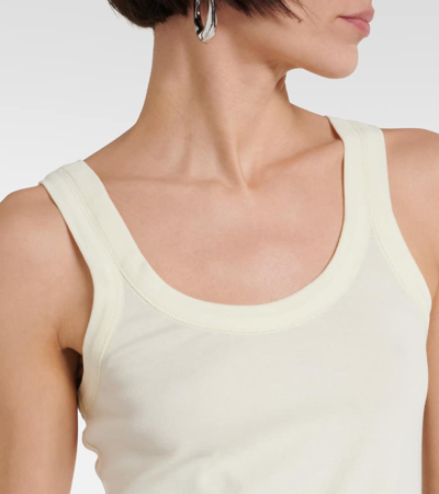 Shop Lemaire Ribbed-knit Cotton Tank Top In Lemon Glaze