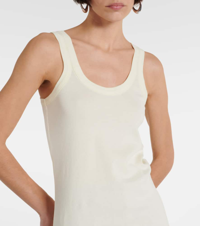 Shop Lemaire Ribbed-knit Cotton Tank Top In Lemon Glaze