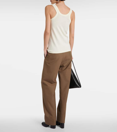 Lemaire Ribbed-knit Cotton Tank Top In Lemon Glaze
