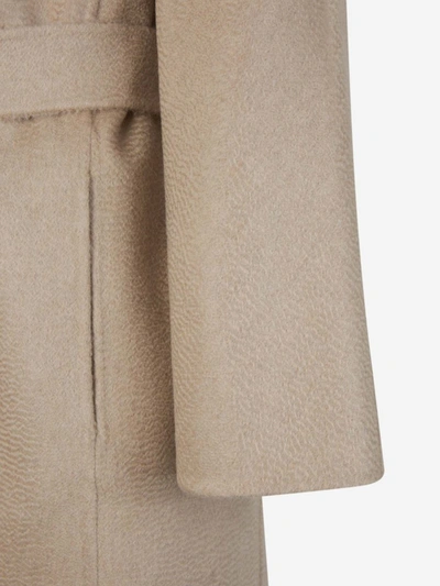 Shop Max Mara Belt Cashmere Coat In Taupe