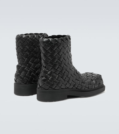 Shop Bottega Veneta Ben Leather Ankle Boots In Black