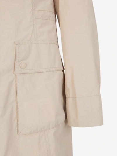 Shop Moncler Hood Laerte Trench Coat In Taupe