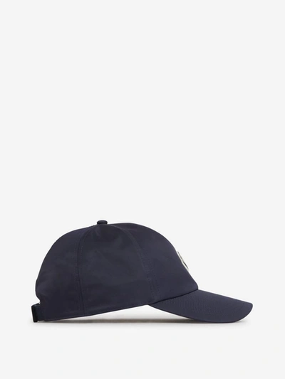 Shop Moncler Logo Cap In Blau Nit