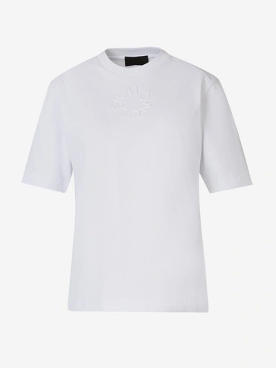 Shop Moncler Monogram Cotton T-shirt In Blanc