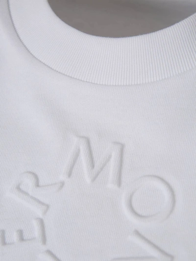 Shop Moncler Monogram Cotton T-shirt In Blanc