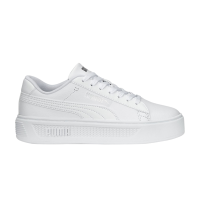 Pre-owned Puma Wmns Smash Platform V3 'white Silver'