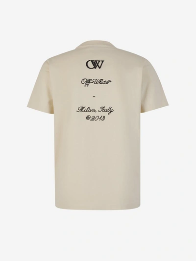 Shop Off-white Cotton Logo T-shirt In Beix