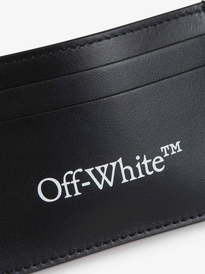 Shop Off-white Logo Leather Card Holder In Negre