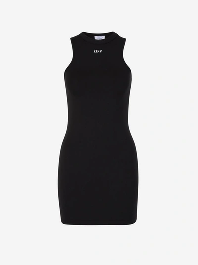 Shop Off-white Logo Mini Dress In Negre