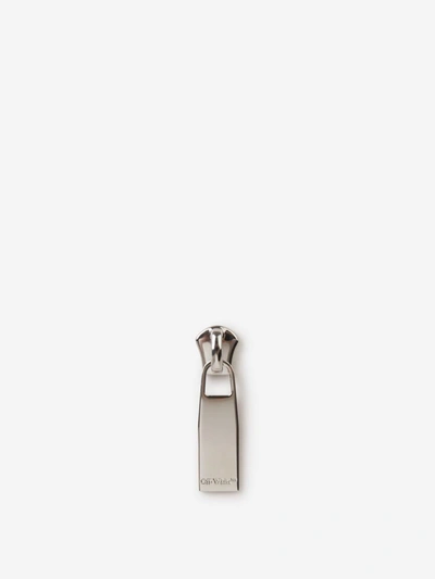 Shop Off-white Zipper Earring In Platejat