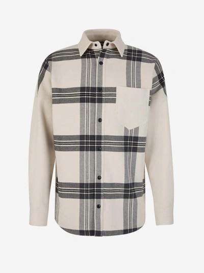 Shop Palm Angels Checkered Motif Overshirt In Crema