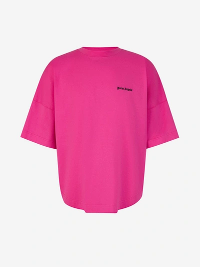 Shop Palm Angels Logo Cotton T-shirt In Rosa