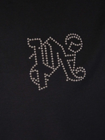 Shop Palm Angels Monogram Cotton T-shirt In Negre