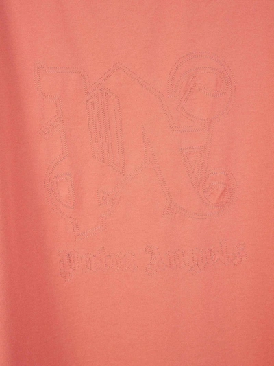 Shop Palm Angels Monogram Statement T-shirt In Salmó
