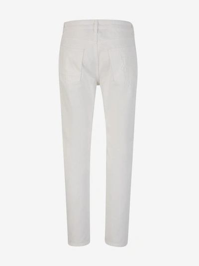 Shop Palm Angels Monogram Straight Jeans In Blanc
