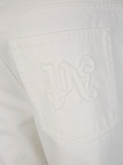 Shop Palm Angels Monogram Straight Jeans In Blanc
