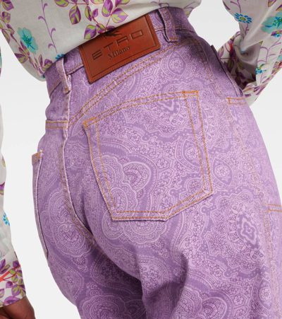 Shop Etro Printed Flared Jeans In Purple