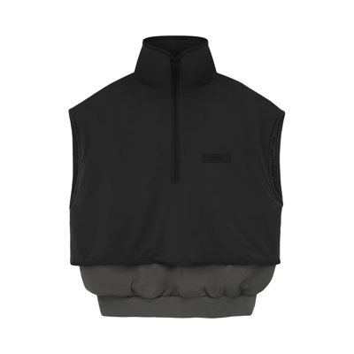 Pre-owned Essentials Fear Of God  Nylon Fleece Mockneck Vest 'ink/jet Black'