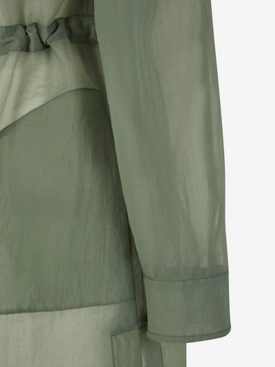 Shop Peserico Semi-transparent Trench Coat In Verd Fosc