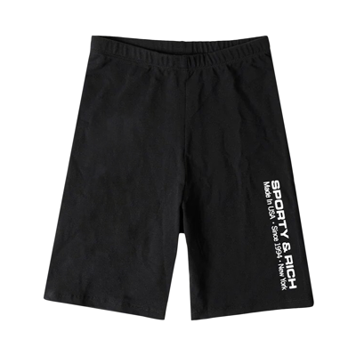 Pre-owned Sporty And Rich Sporty & Rich Logo Printed Fitted Shorts 'black/white'
