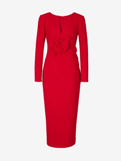 Shop Roland Mouret Wool Midi Dress In Vermell