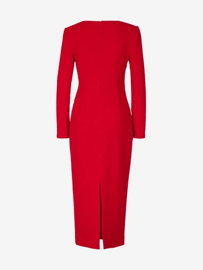 Shop Roland Mouret Wool Midi Dress In Vermell