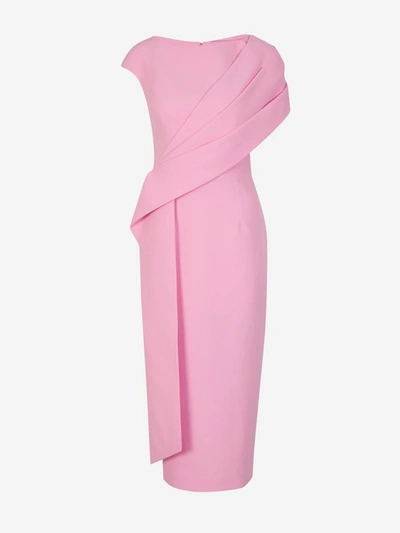 Shop Safiyaa Draped Midi Dress In Rosa