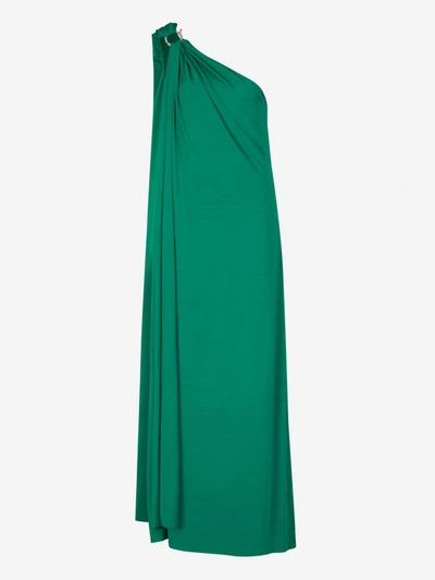 Shop Safiyaa Maxi Asymmetrical Dress In Verd Fosc