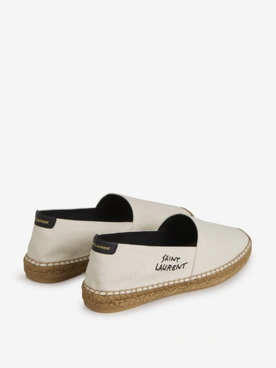 Shop Saint Laurent Embroidered Canvas Espadrilles In Ivori