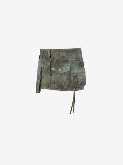 Shop Attico The  Camouflage Mini Skirt In Verd Jungla