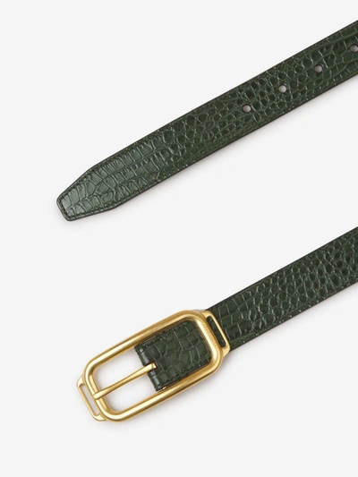 Shop Tom Ford Croco Leather Belt In Verd Fosc