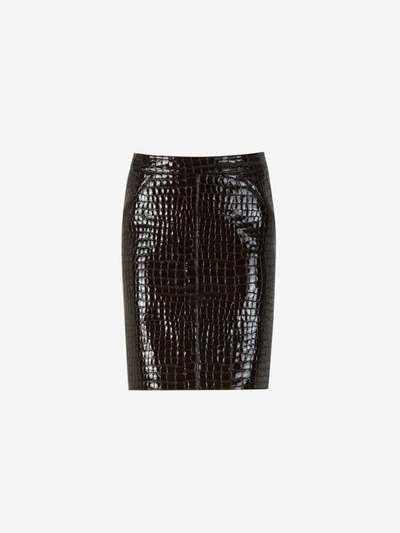 Shop Tom Ford Leather Mini Skirt In Marró Fosc