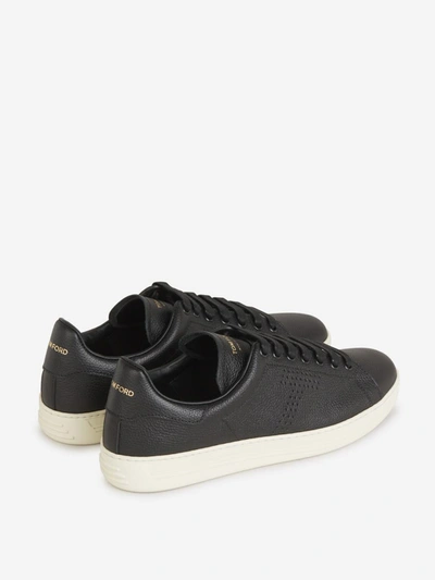 Shop Tom Ford Pebbled Leather Sneakers In Negre
