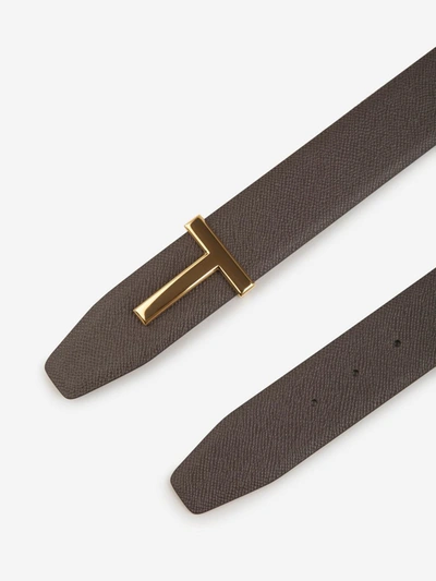 Shop Tom Ford Reversible Leather Belt In Marró Fosc