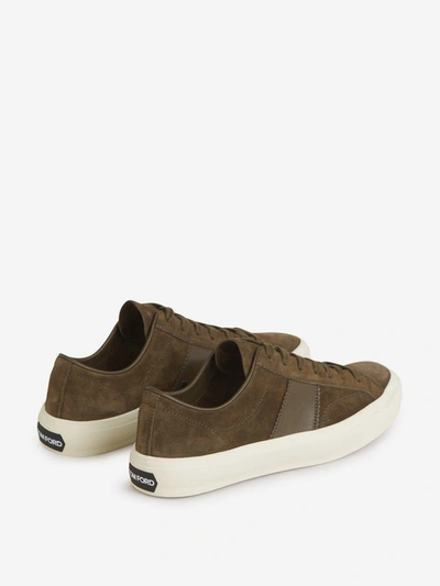 Shop Tom Ford Suede Leather Sneakers In Verd Militar