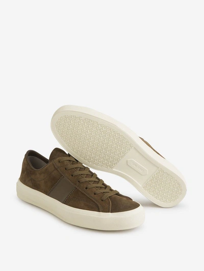 Shop Tom Ford Suede Leather Sneakers In Verd Militar