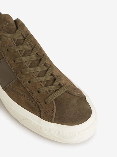 Shop Tom Ford Suede Leather Sneakers In Verd Militar