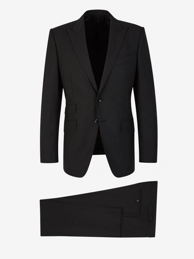 Shop Tom Ford Wool Suit In Gris Fosc