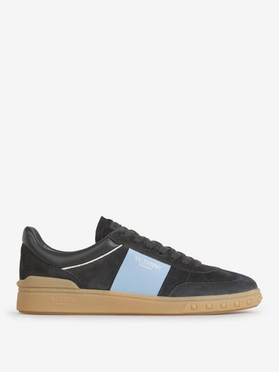 Shop Valentino Garavani Leather Upvillage Sneakers In Gris Fosc