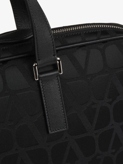Shop Valentino Garavani Toile Iconographe Briefcase Bag In Negre