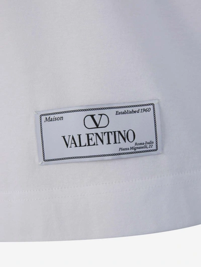 Shop Valentino Plain Cotton T-shirt In Blanc