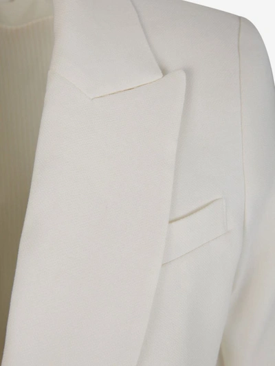 Shop Veronica Beard Asymmetrical Linen Blazer In Ivori
